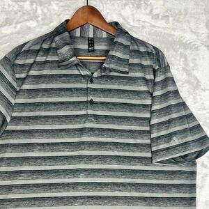 Adidas Golf Polo Shirt Mens XL Gray Striped Short Sleeve Collared